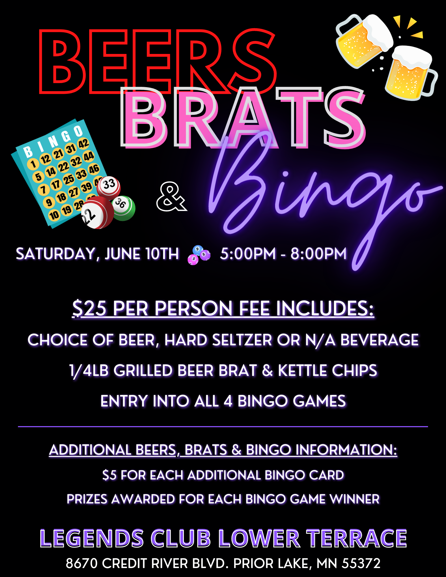 Legends Club | Home / Engage Box - (June 2023) Legends Club Home / Engage Box – Beers, Brats, & Bingo Popup (Image #1)